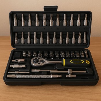 JOGO DE CHAVES CATRACA SOQUETE 46 PÇS BOM-3905 