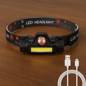 LANTERNA DE CABEÇA COB RECARREGAVEL USB BOM-4005 