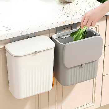 LIXEIRA PENDURÁVEL COM SUPORTE DE PLÁSTICO COM TAMPA - REF8753