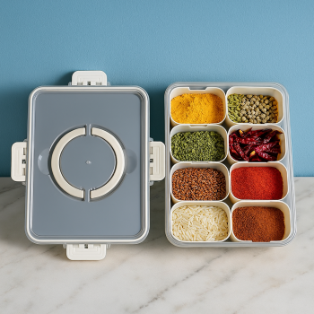 CESTO ORGANIZADOR COM TAMPA 8 DIVISÓRIAS KLHY2311