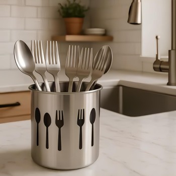 PORTA TALHERES REDONDO INOX 5925