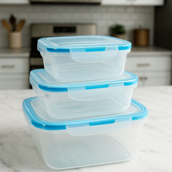 CONJUNTO 3 POTES QUADRADOS COM TAMPA REF9484