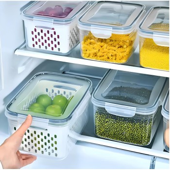 KIT 3 PÇS  ORGANIZADOR DE GELADEIRA COM CESTO BM-F1040