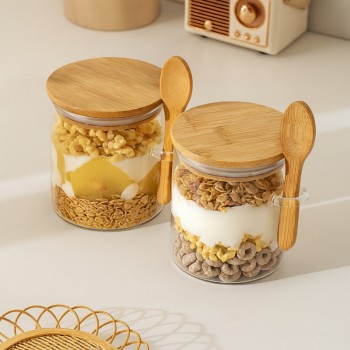 KIT POTE DE VIDRO COM TAMPA DE MADEIRA KLYH3320