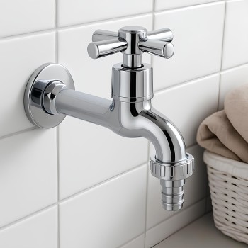 TORNEIRA DE TANQUE CROMADA COM BICO PLASTICO BOM2017